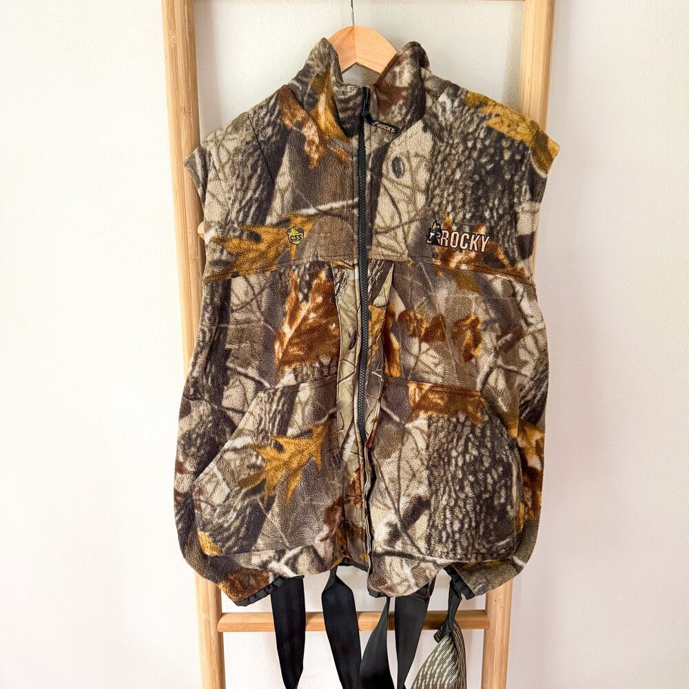 Rocky Camo Hunting Safety Vest Full Zip Harness Backpack Straps Mens Size Large